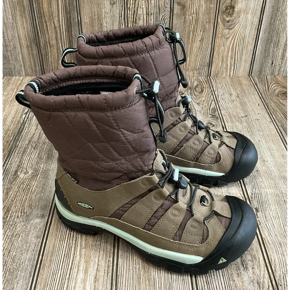 Keen Warm Shellback Winter Boots Insulated Brown Teal Womens Size 9 EU 39.5
